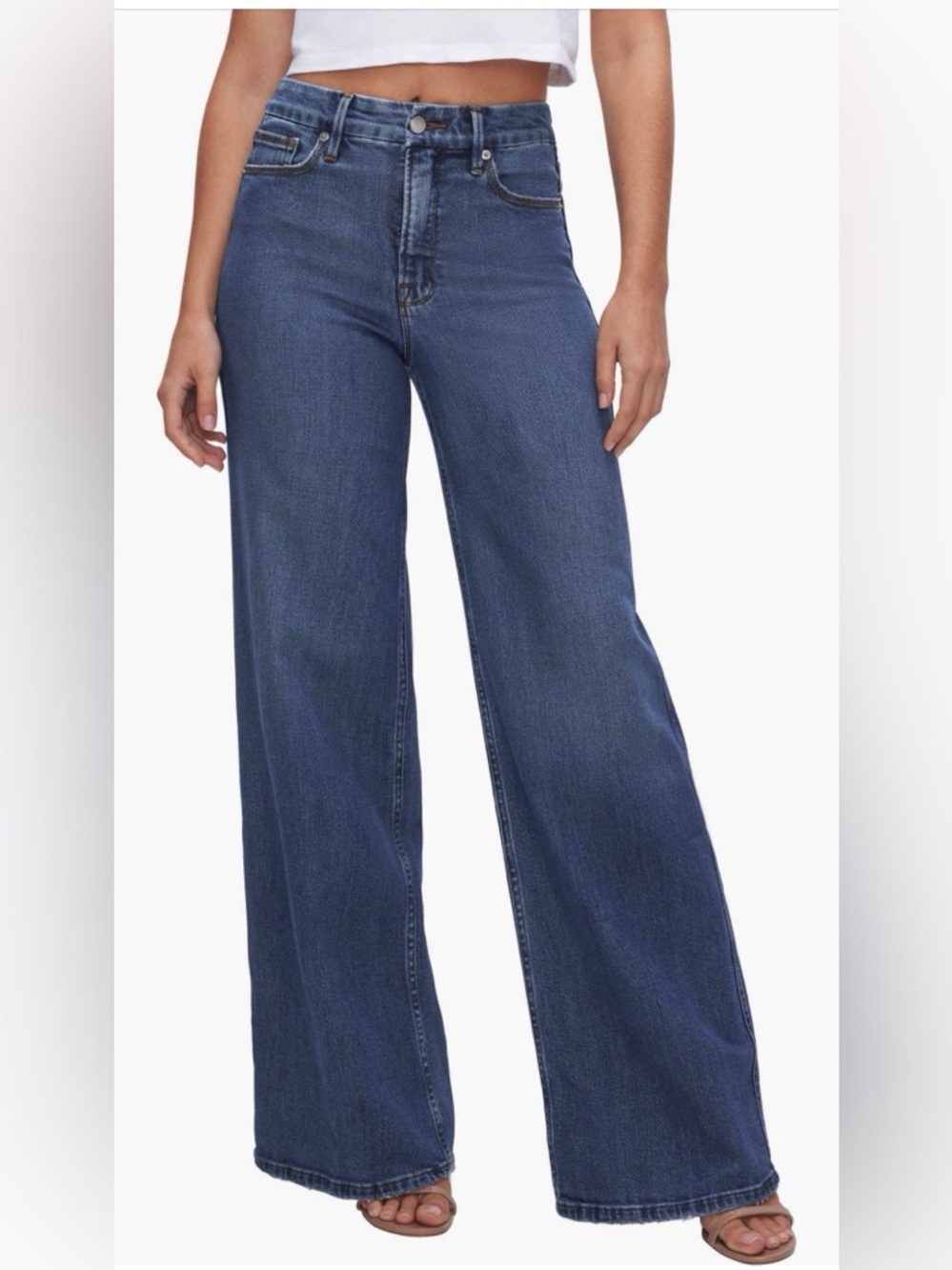 Good American Good Skate High Waist Wide Leg Jeans Size 8